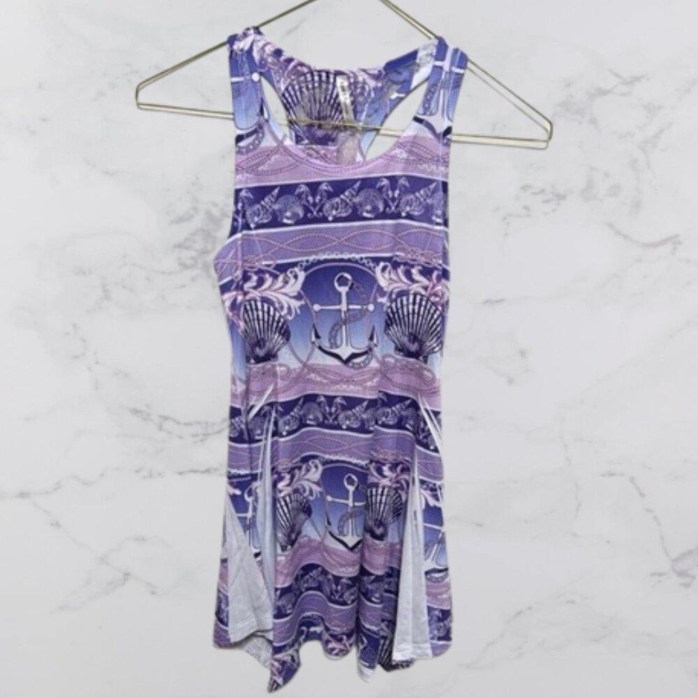 Girls Size M Purple Nautical Print Tank Dress